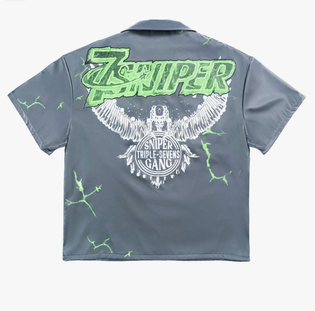 Triple Sevens x Sniper Gang 7Sniper Nylon Button Up Grey