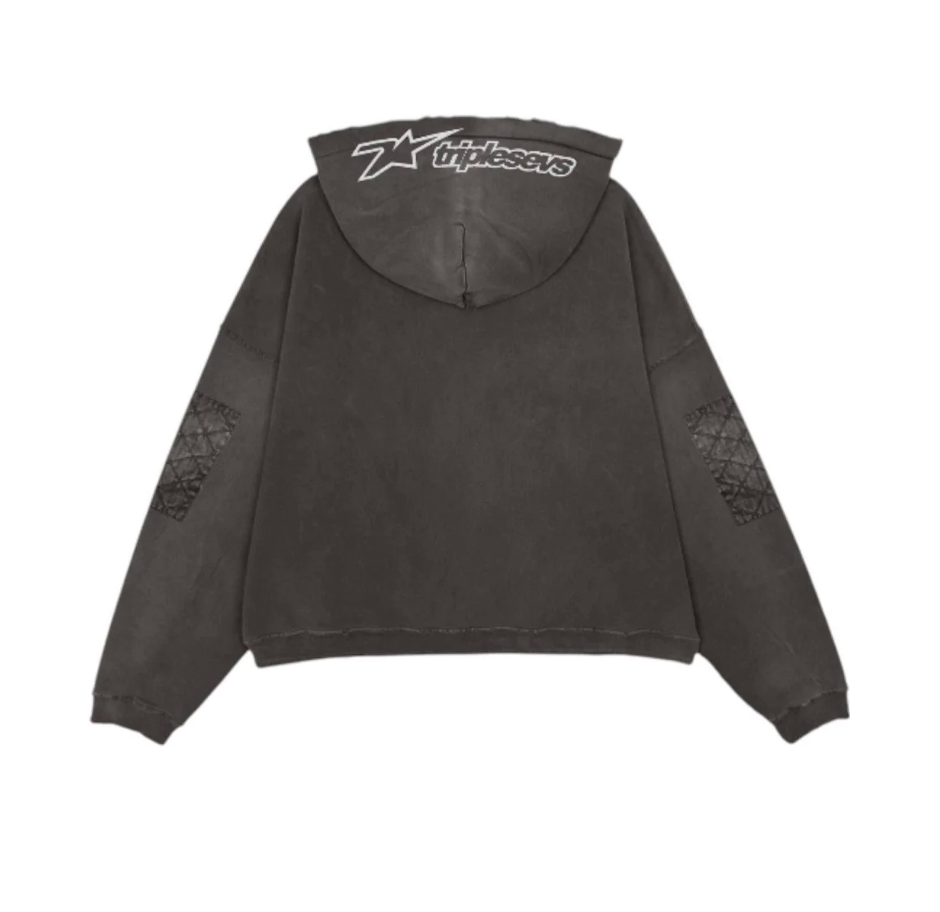 Triple Sevens Moto Zip Up Hoodie Black