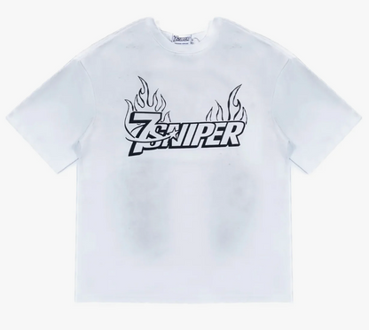 Triple Sevens x Sniper Gang 7Sniper Flame Logo Tee White