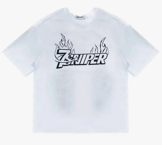 Triple Sevens x Sniper Gang 7Sniper Flame Logo Tee White