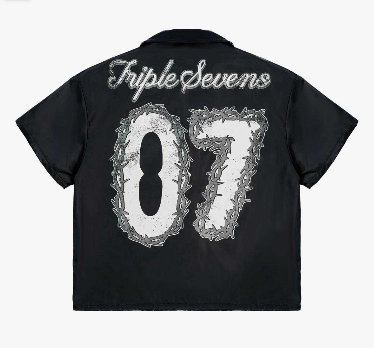 Triple Sevens Nylon Button Up Black