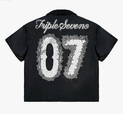Triple Sevens Nylon Button Up Black