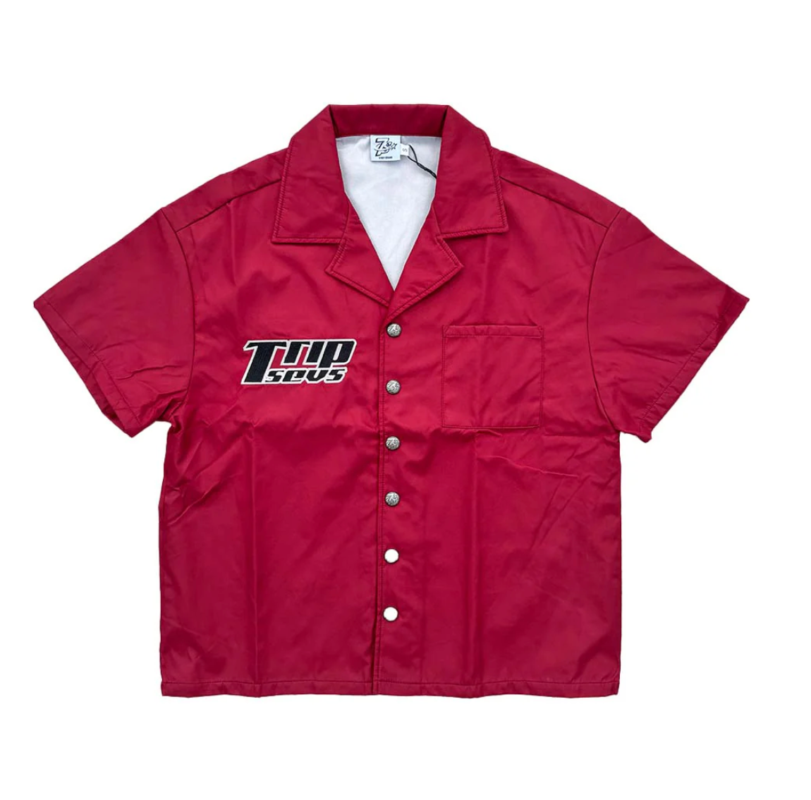 Triple Sevens Nylon Button Up Shirt Red