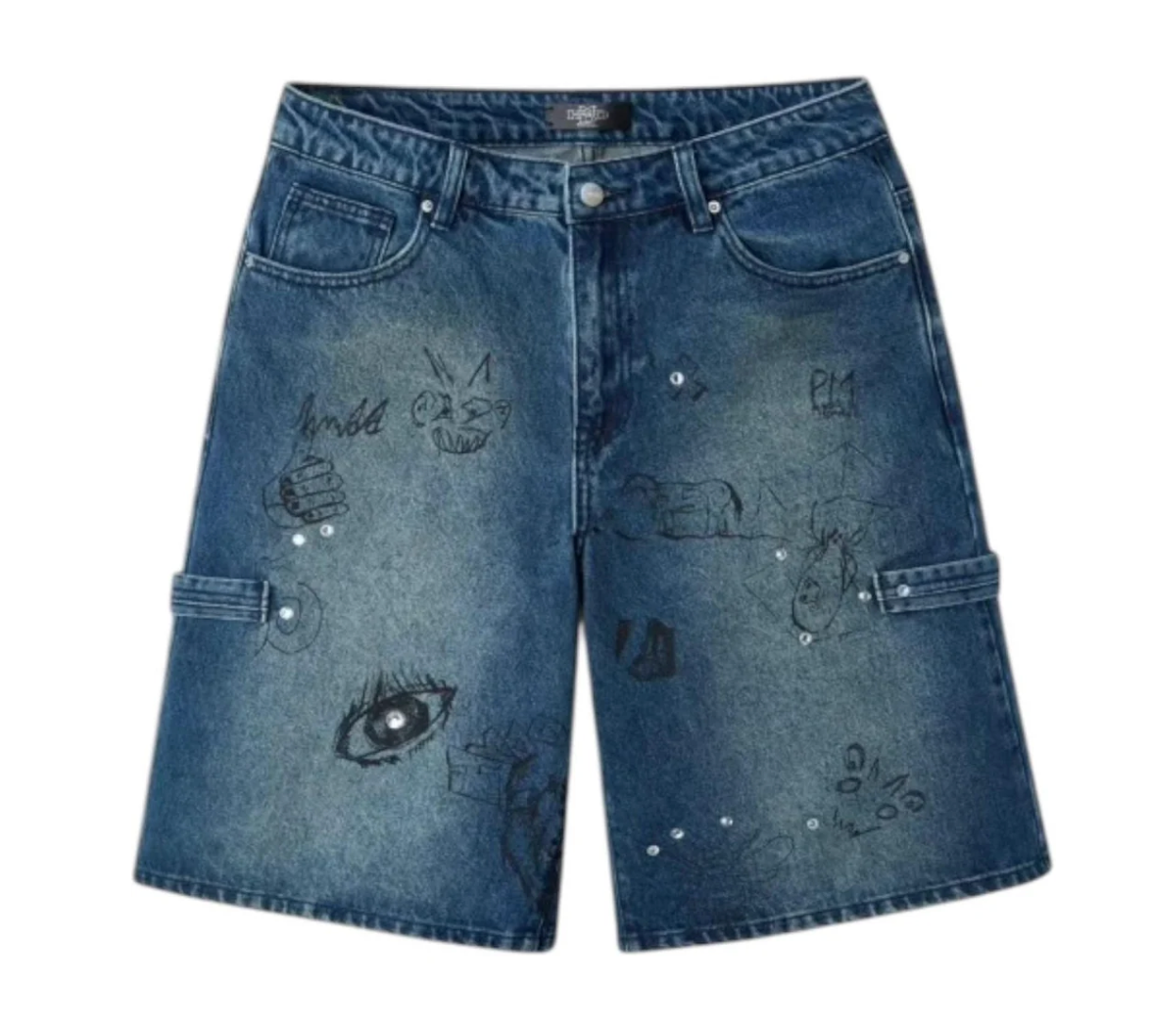 Happy Memories Don't Die HMDD Graffiti Jean Shorts