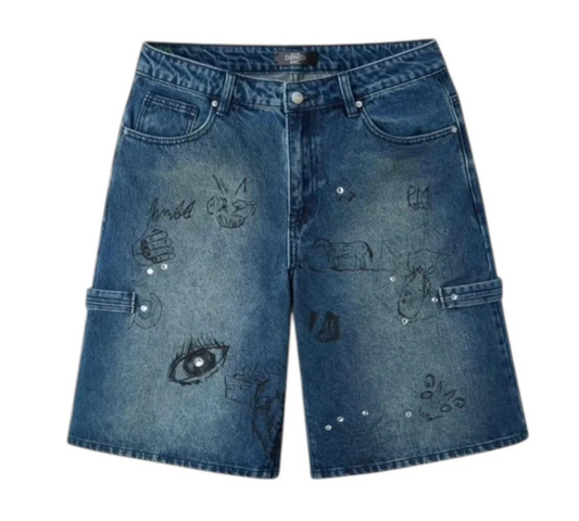 Happy Memories Don't Die HMDD Graffiti Jean Shorts