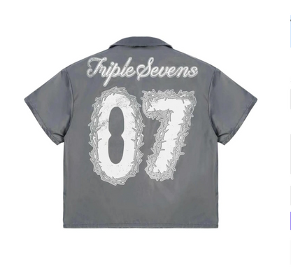 Triple Sevens Nylon Button Up Shirt Grey