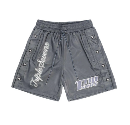 Triple Sevens Nylon Button Up Shorts Grey