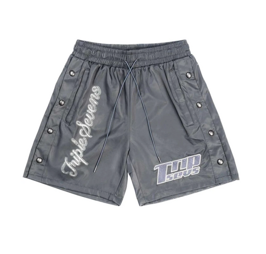 Triple Sevens Nylon Button Up Shorts Grey