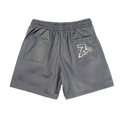 Triple Sevens Nylon Button Up Shorts Grey