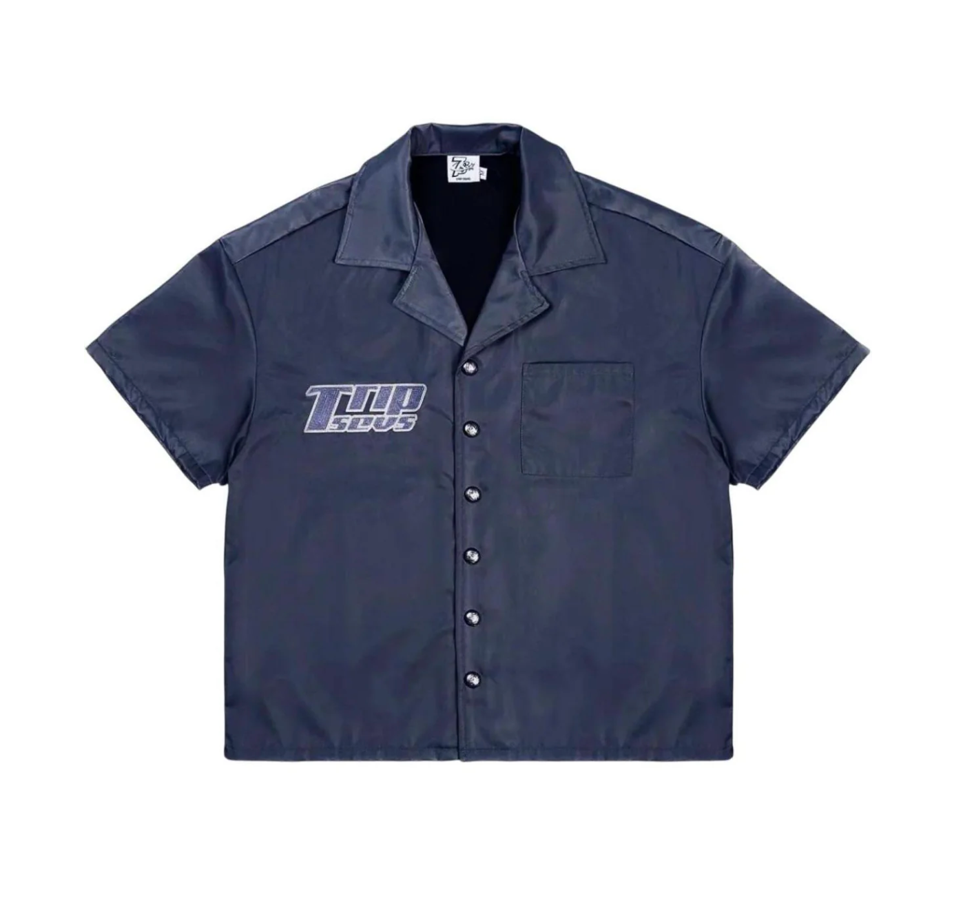 Triple Sevens Nylon Button Up Shirt Blue