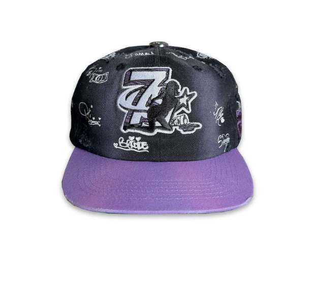 Triple Sevens x Booby Trap Logo Snapback Hat Black