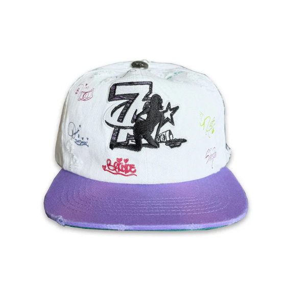 Triple Sevens x Booby Trap Logo Snapback Hat White