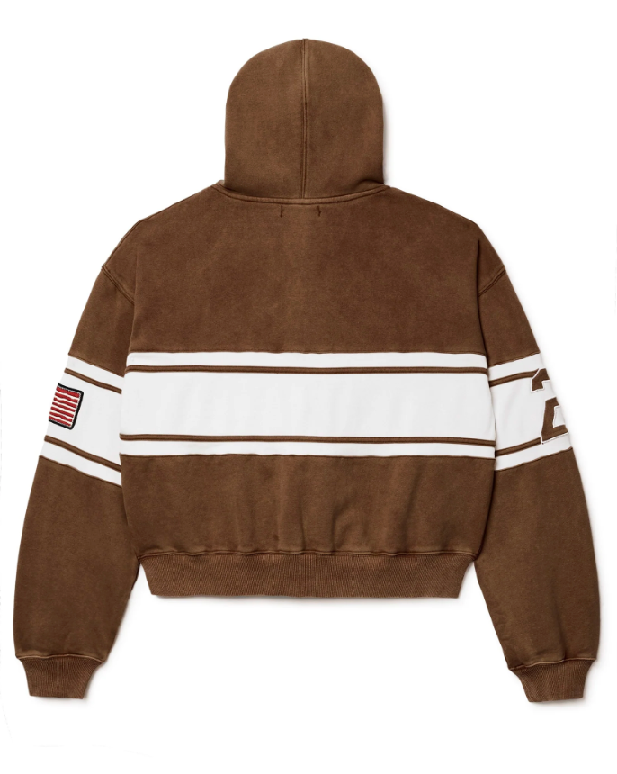 Vale Brown Cursive Zip Up Jacket